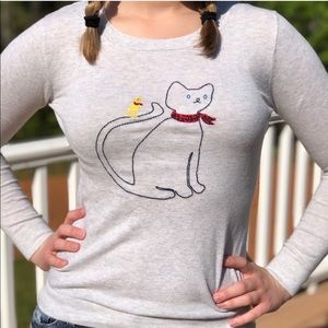 J. Crew Embroidered Cat Teddie Sweater